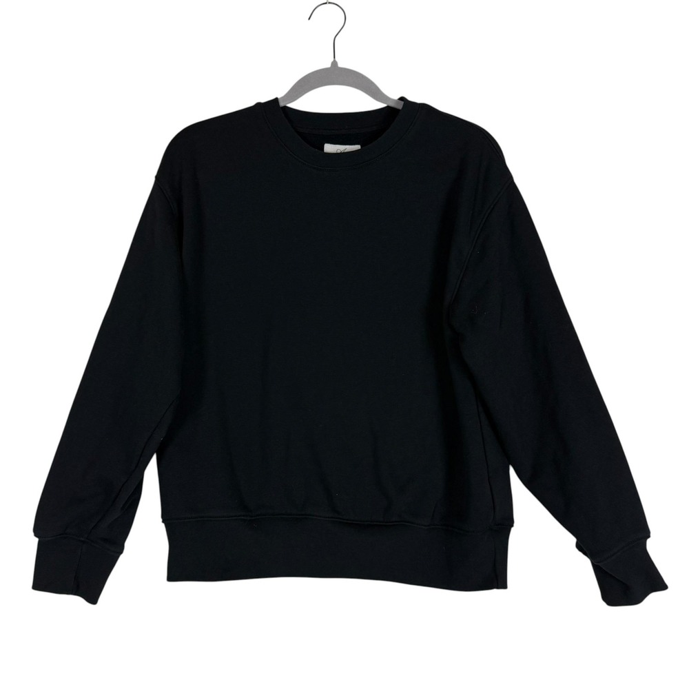American Eagle Sweatshirt Womens 2XS Black Crewneck Fleece Pullover Basic Solid